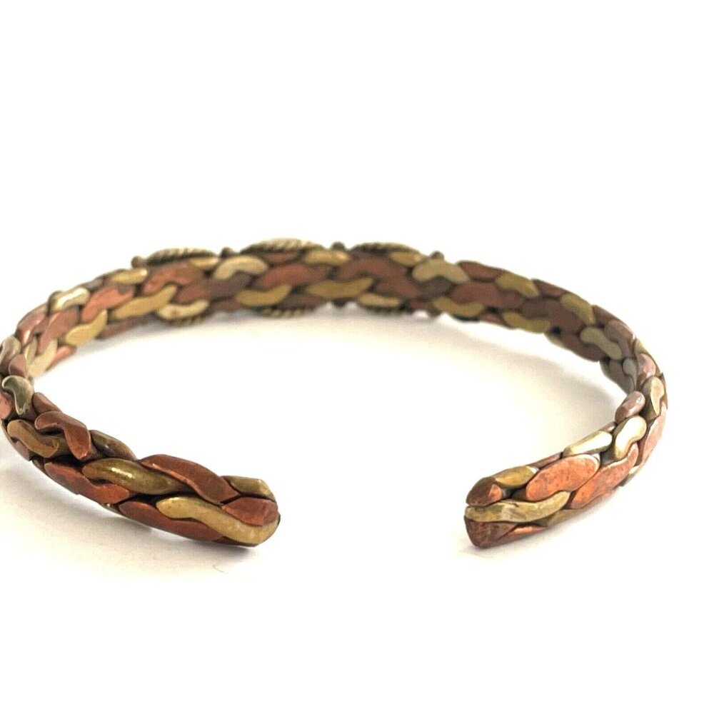 Three Stone Twisted Braid Cuff Bangle Bracelet Vi… - image 3